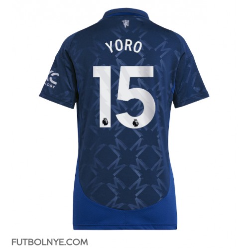 Camiseta Manchester United Leny Yoro #15 Visitante Equipación para mujer 2024-25 manga corta